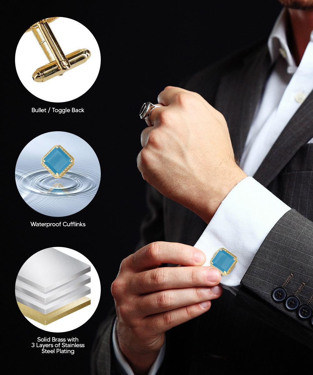 Vittorio Vico Large Big Square Crystal Colorstone Cufflinks: CL 70XX Series - Concordia Style Boutique