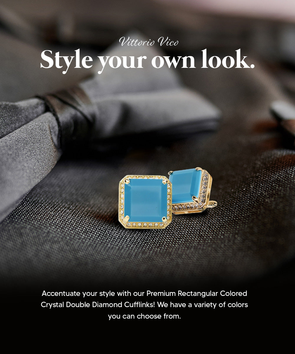 Vittorio Vico Large Big Square Crystal Colorstone Cufflinks: CL 70XX Series - Concordia Style Boutique