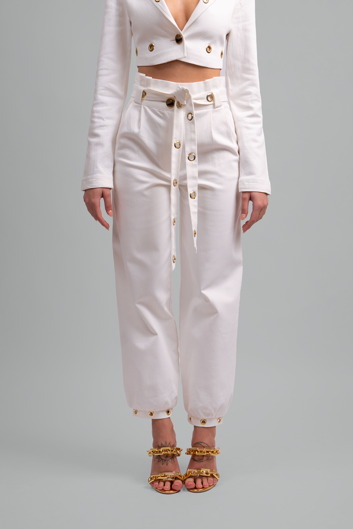 Elvadira Fitted Cropped Denim Set