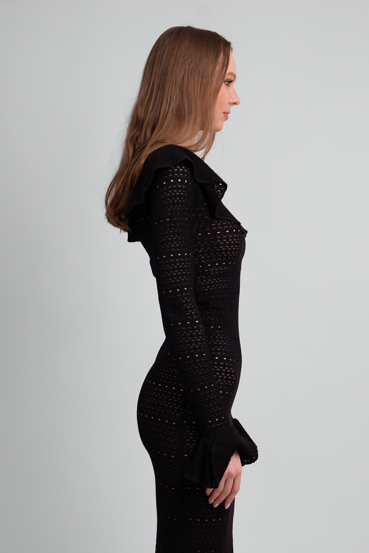 Madonna Lace Knit Ruffled Dress