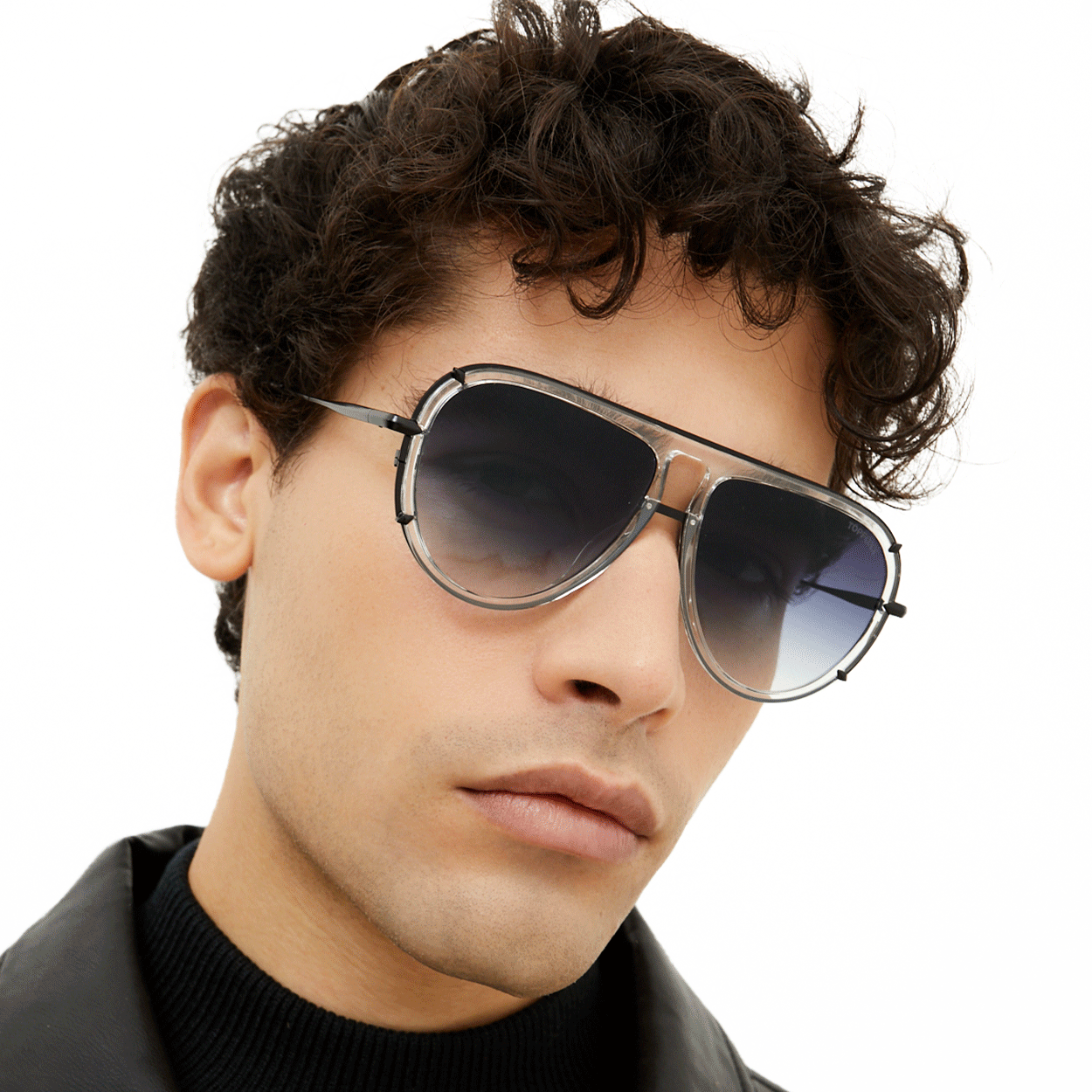 Ivy Luxe - Clear Black Tangle-Free Round Aviator Sunglasses - Concordia Style Boutique