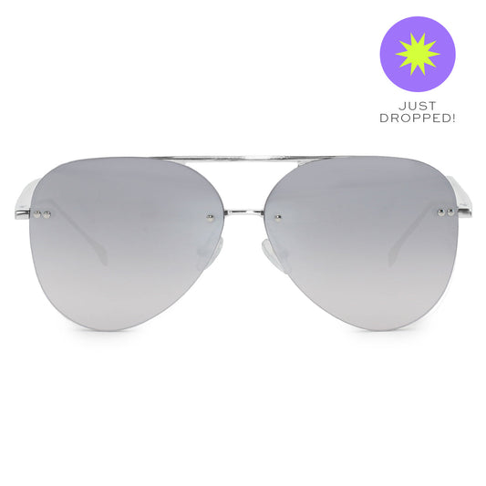 Smaller Megan 2 - Silver Metal Aviator Sunglasses - Concordia Style Boutique