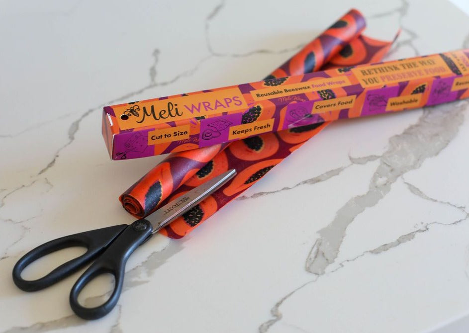 Beeswax Wrap Bulk Roll - Purple Papaya Print - Concordia Style Boutique