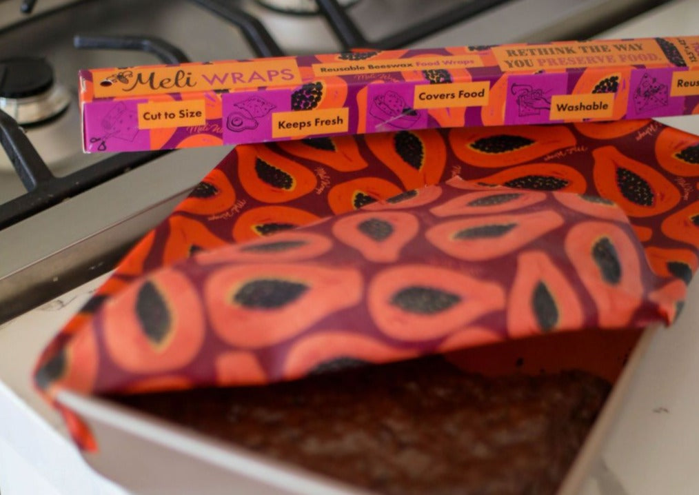 Beeswax Wrap Bulk Roll - Purple Papaya Print - Concordia Style Boutique