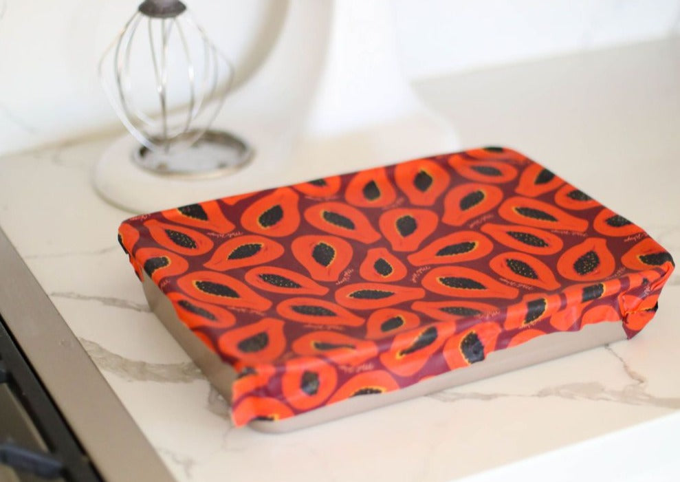 Beeswax Wrap Bulk Roll - Purple Papaya Print - Concordia Style Boutique