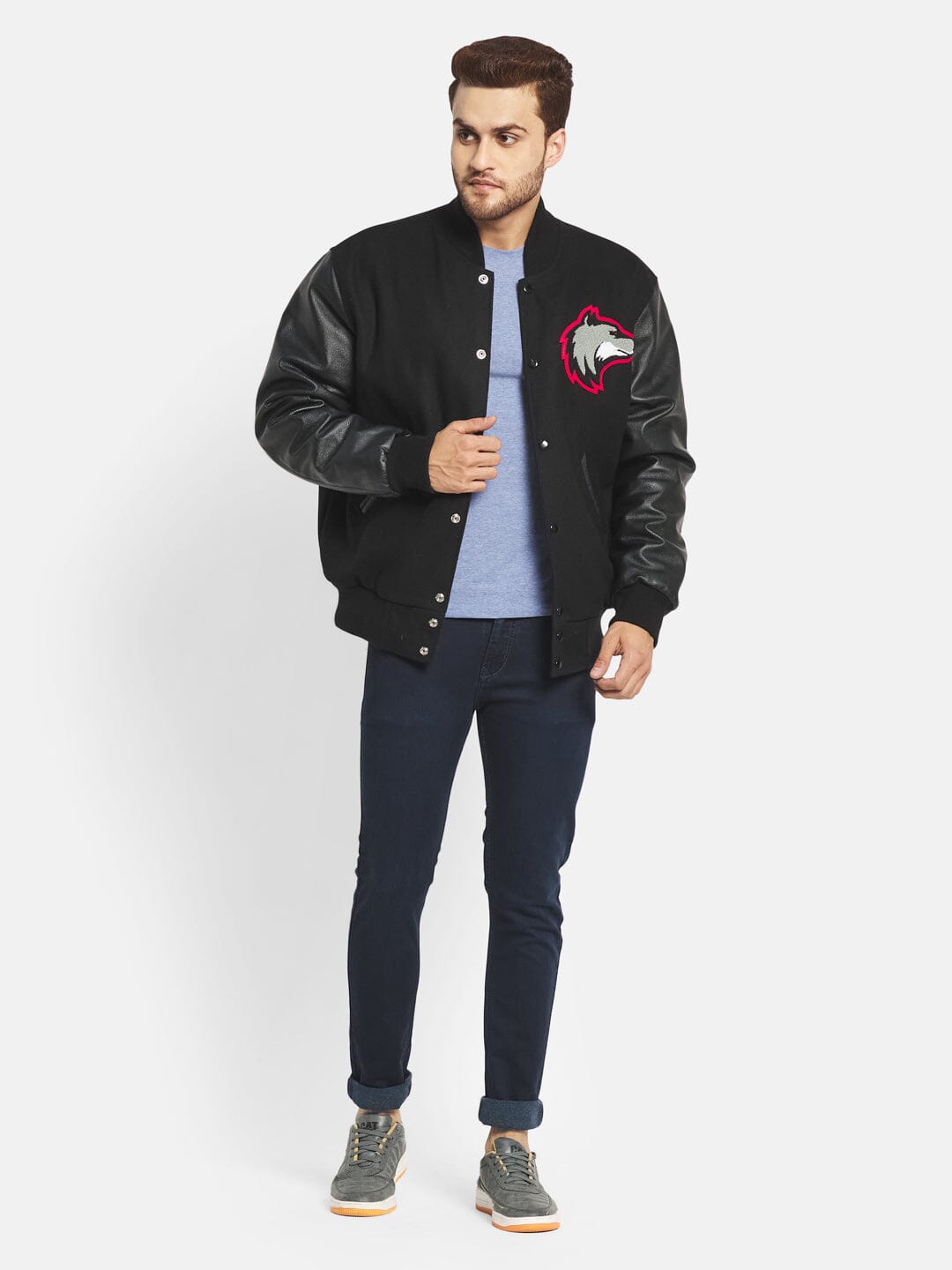 Black Wolf Varsity Jacket - Concordia Style Boutique