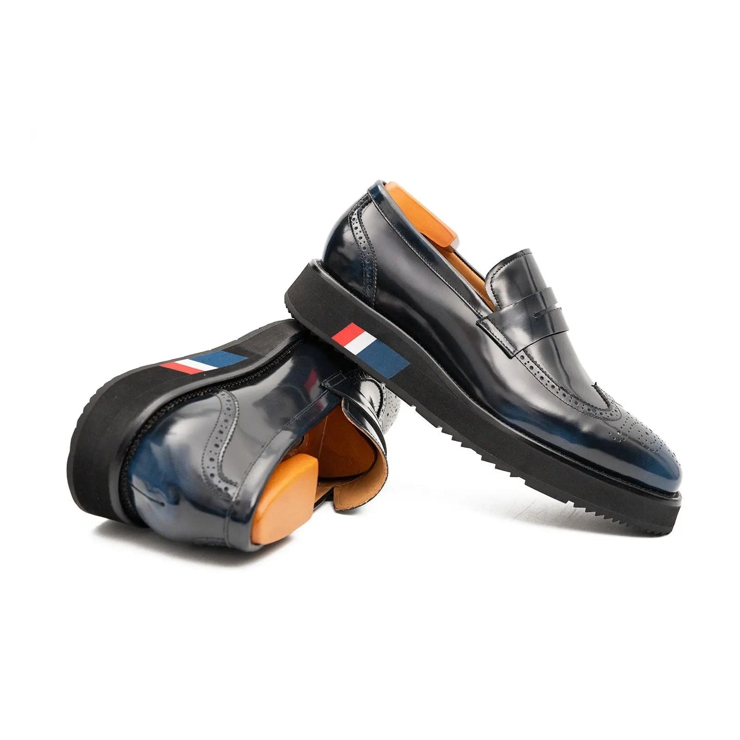 Men's Blue Leather Loafers