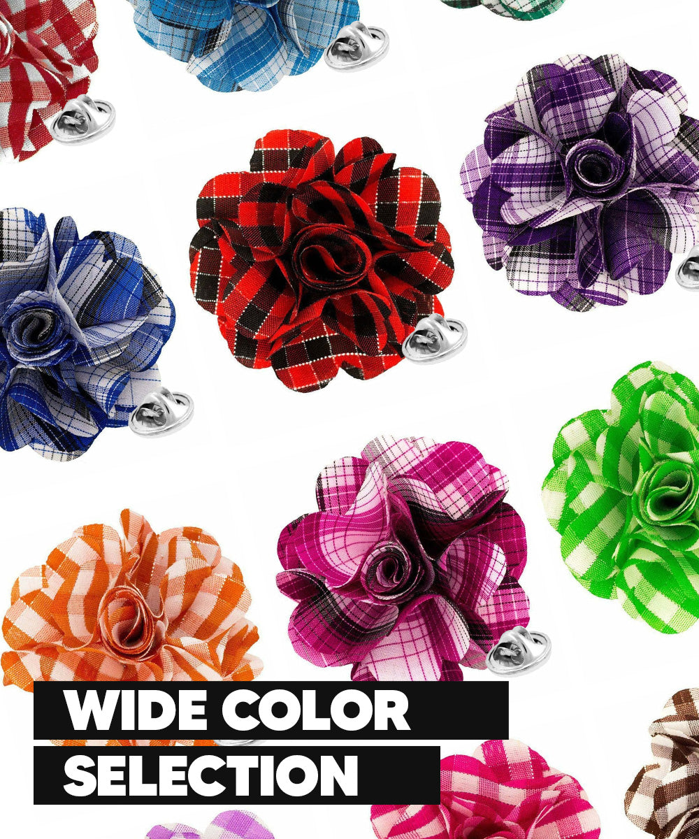 Vittorio Vico Unisex Metallic Silver Accent Plaid Flower Lapel Pin - Concordia Style Boutique