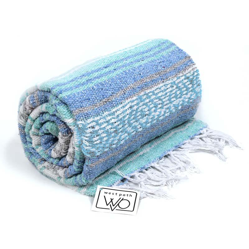 Mint Blue Ocean Mexican Falsa Yoga Blanket - Concordia Style Boutique
