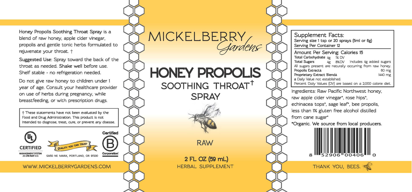 Honey Propolis Throat Spray - Premium Honey Tonic from Mickelberry Gardens - Just $11.19! Shop now at Concordia Style Boutique