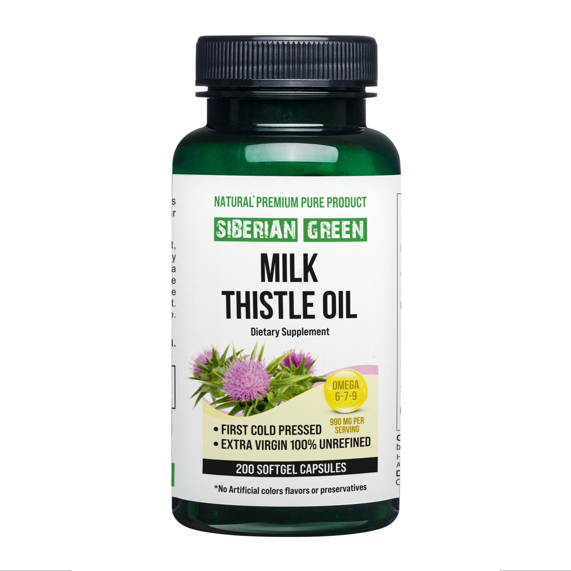 Siberian Green Milk Thistle Oil Capsules 200 Softgels Wild Harvested Siberia Altai Cold Pressed Unrefined - Concordia Style Boutique