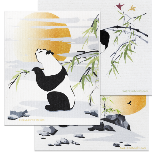 Mixed Pandas Set of 3 (One of each design) Paper Towel Replacements | Swedish Dishcloths - Concordia Style Boutique