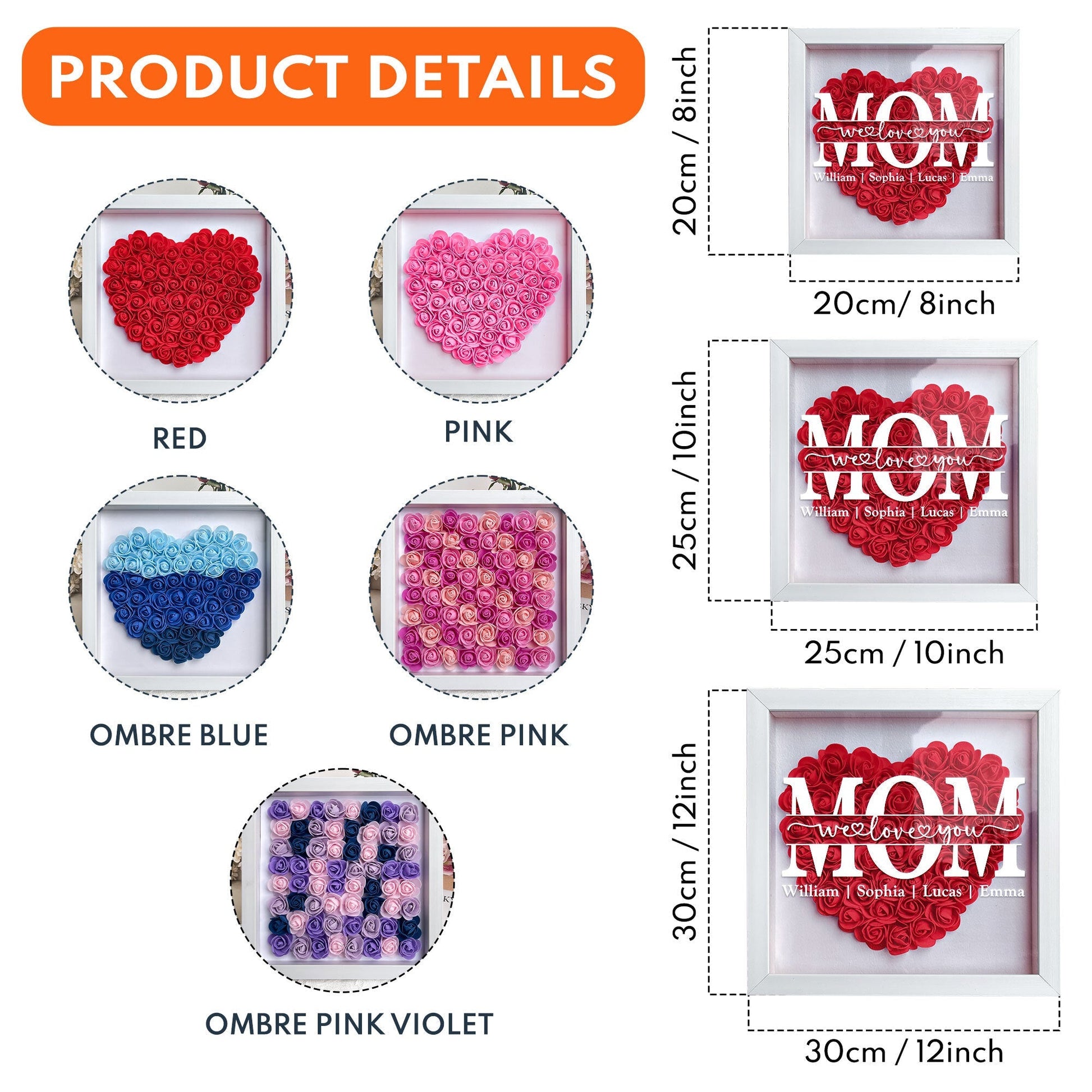 Personalized Flower Shadow Box - "Mom Gift We Love You " - Personalized Gift - Premium Flower Shadow Box from Concordia Style Boutique - Just $37.38! Shop now at Concordia Style Boutique