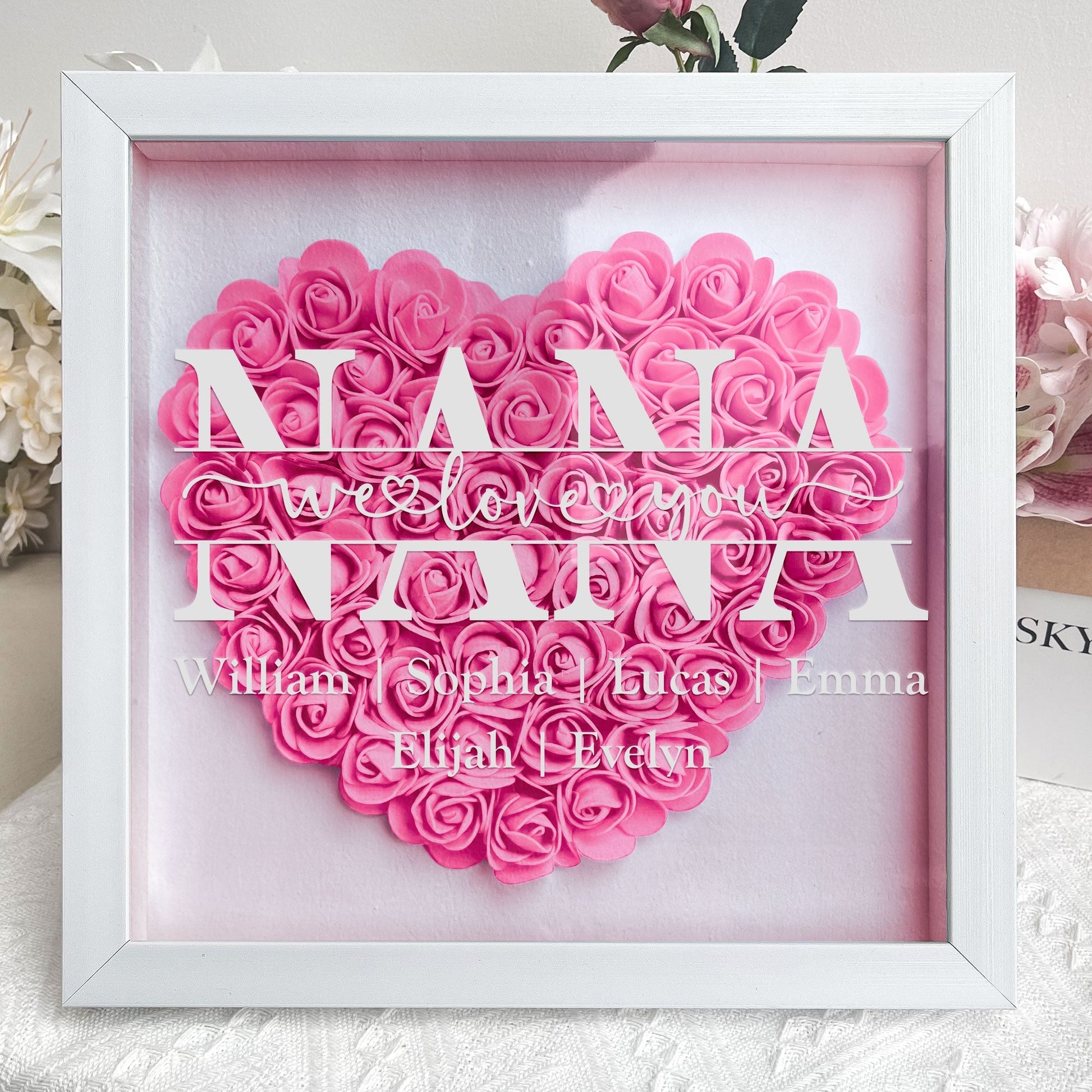 Personalized Flower Shadow Box - "Mom Gift We Love You " - Personalized Gift - Premium Flower Shadow Box from Concordia Style Boutique - Just $37.38! Shop now at Concordia Style Boutique