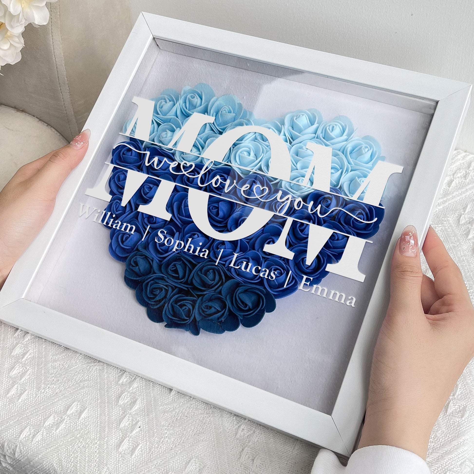 Personalized Flower Shadow Box - "Mom Gift We Love You " - Personalized Gift - Premium Flower Shadow Box from Concordia Style Boutique - Just $37.38! Shop now at Concordia Style Boutique