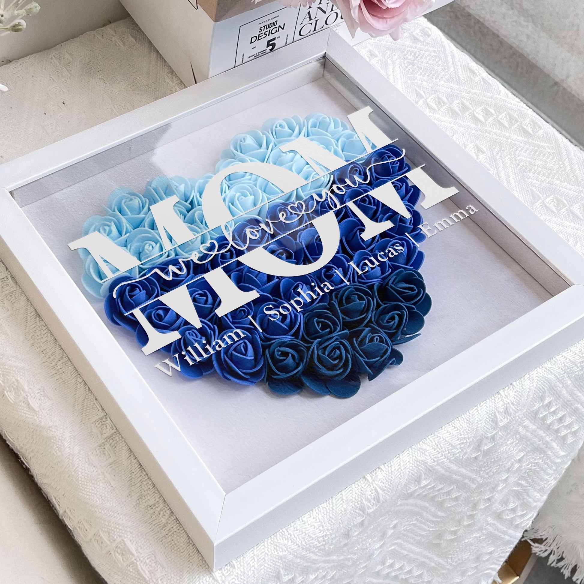 Personalized Flower Shadow Box - "Mom Gift We Love You " - Personalized Gift - Premium Flower Shadow Box from Concordia Style Boutique - Just $37.38! Shop now at Concordia Style Boutique