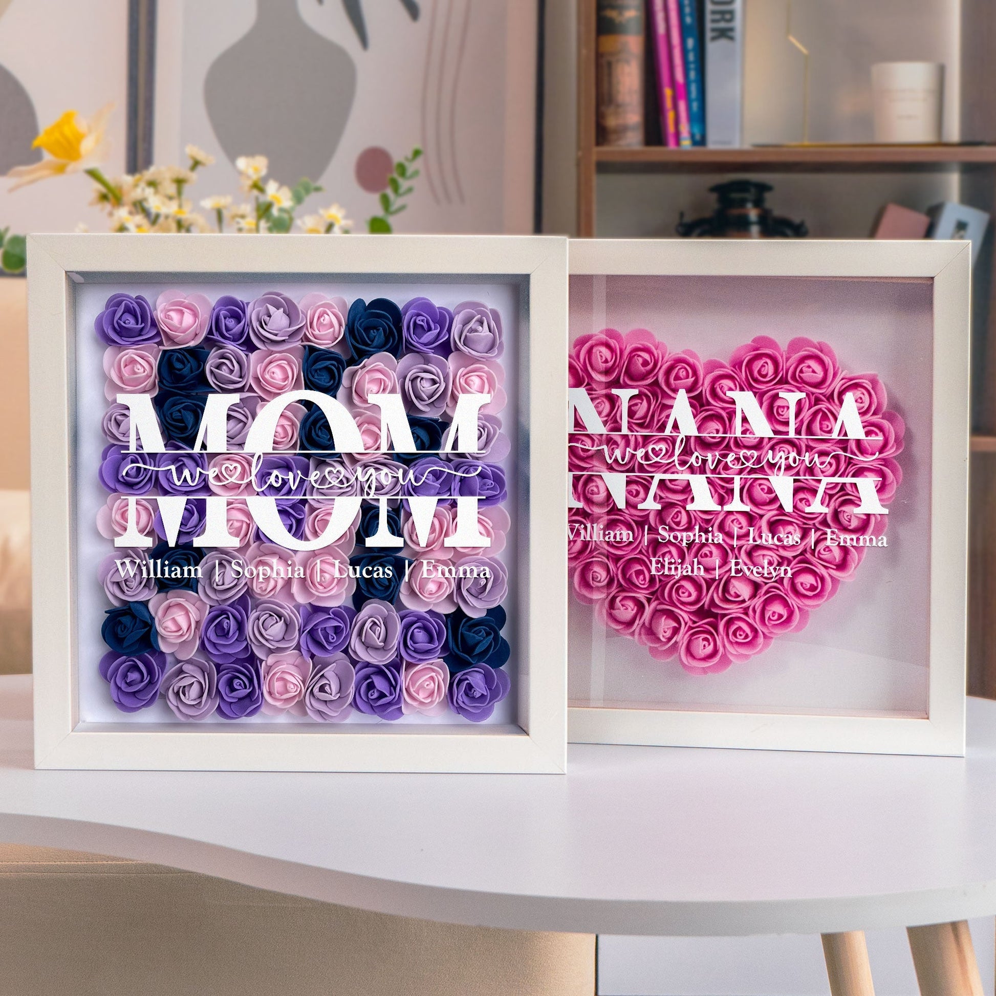 Personalized Flower Shadow Box - "Mom Gift We Love You " - Personalized Gift - Premium Flower Shadow Box from Concordia Style Boutique - Just $37.38! Shop now at Concordia Style Boutique