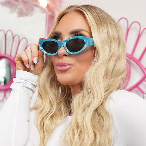 Kat x Money Moves - Blue Cateye Sunglasses - Concordia Style Boutique