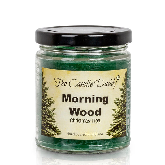 Morning Wood Christmas Holiday Candle - Funny Blue Spruce Pine Tree Scented Candle - Funny Holiday Candle for Christmas, New Years - Long Burn Time, Holiday Fragrance, Hand Poured in USA - 6oz