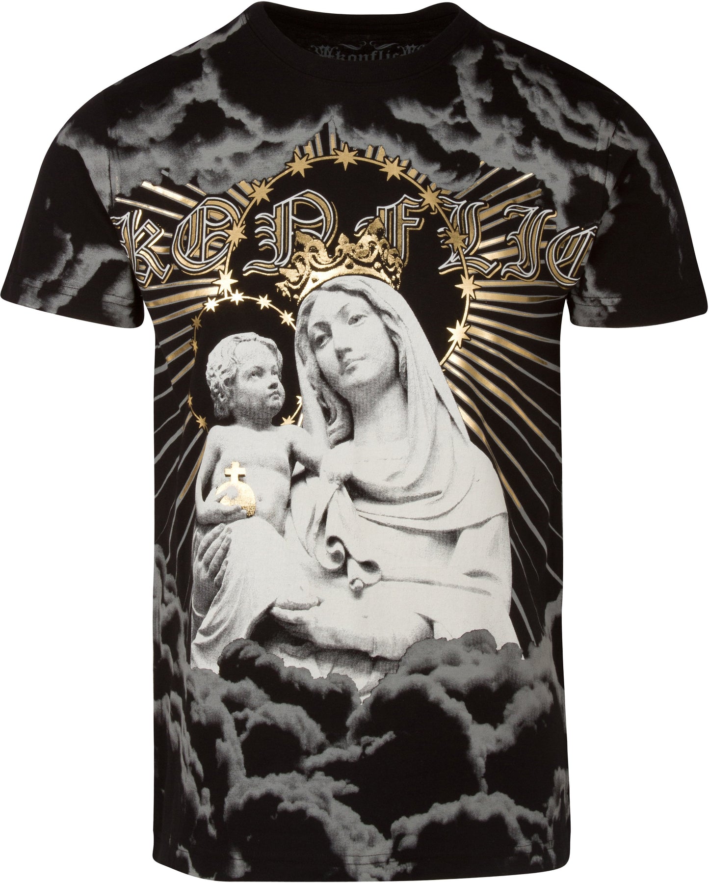Sakkas Liam Mens Everyday Short Sleeve Cotton Embossed T-shirt Virgin & Baby Jesus - Concordia Style Boutique