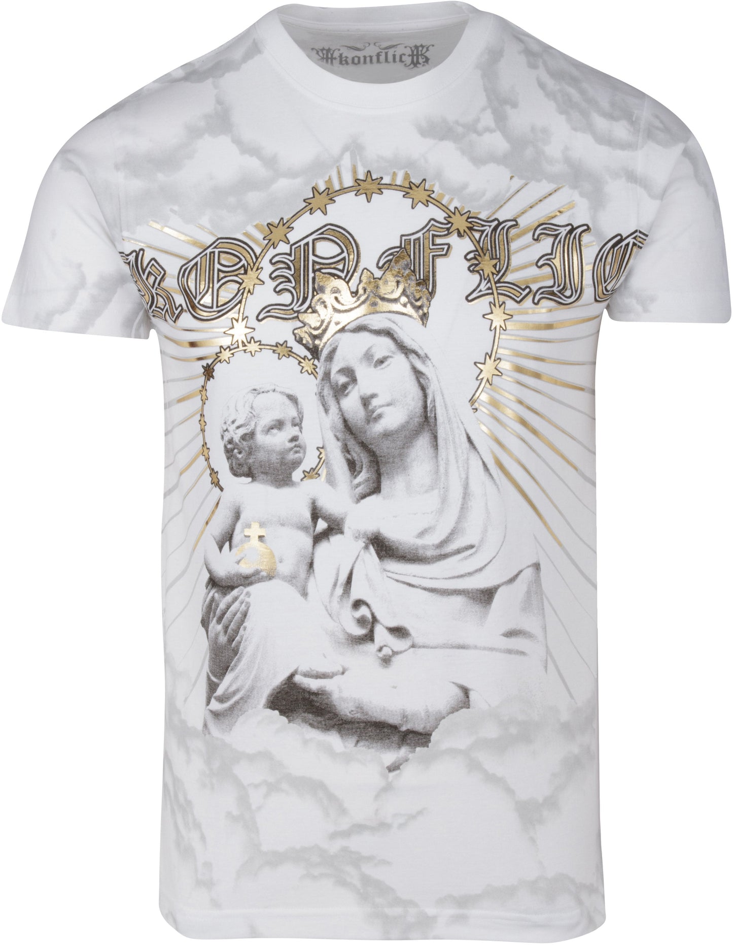 Sakkas Liam Mens Everyday Short Sleeve Cotton Embossed T-shirt Virgin & Baby Jesus - Concordia Style Boutique