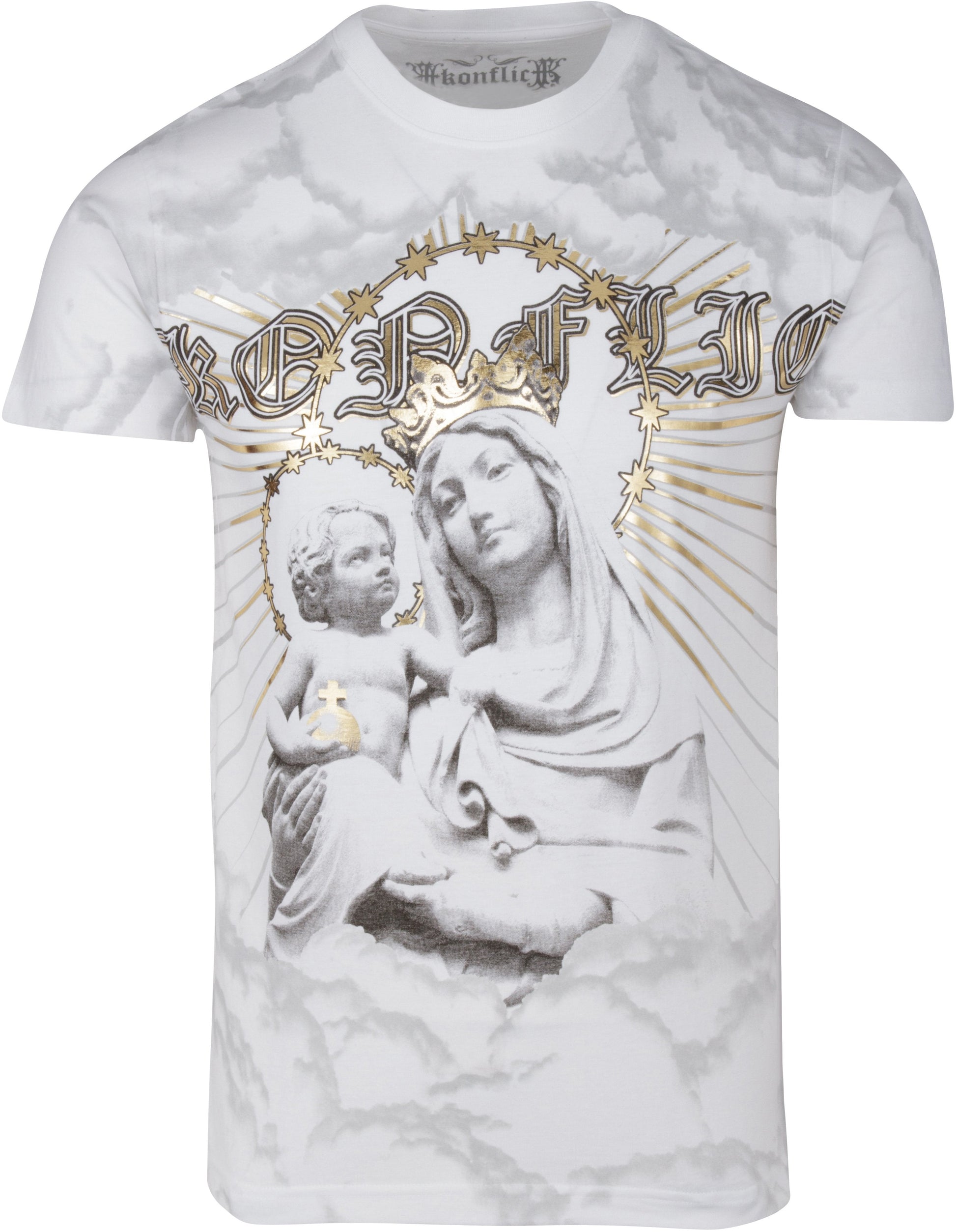 Sakkas Liam Mens Everyday Short Sleeve Cotton Embossed T-shirt Virgin & Baby Jesus - Concordia Style Boutique