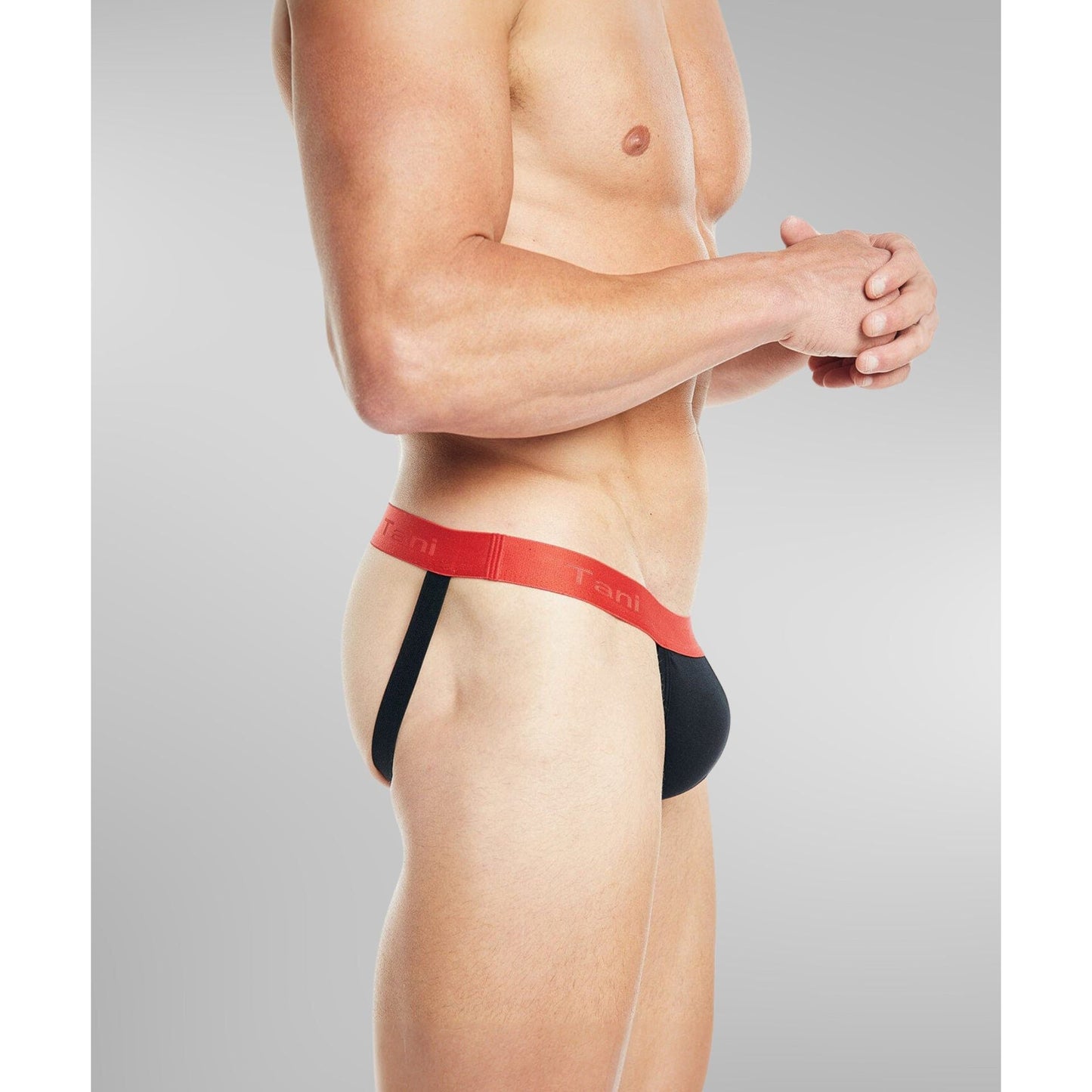 Men’s Modal Jockstrap - Black with Red Waistband