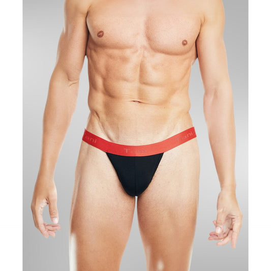 Men’s Modal Jockstrap - Black with Red Waistband