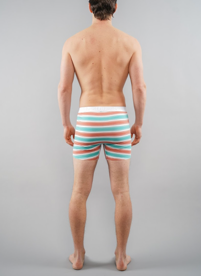 Newman Boxer Brief | Coral & Green Stripe - Concordia Style Boutique