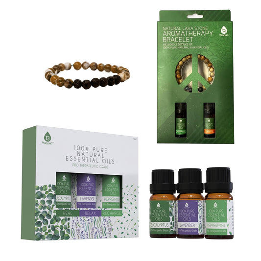 Pursonic Aromatherapy Bliss Set: Lava Stone Bracelet with 100% Pure Essential Oils - Concordia Style Boutique
