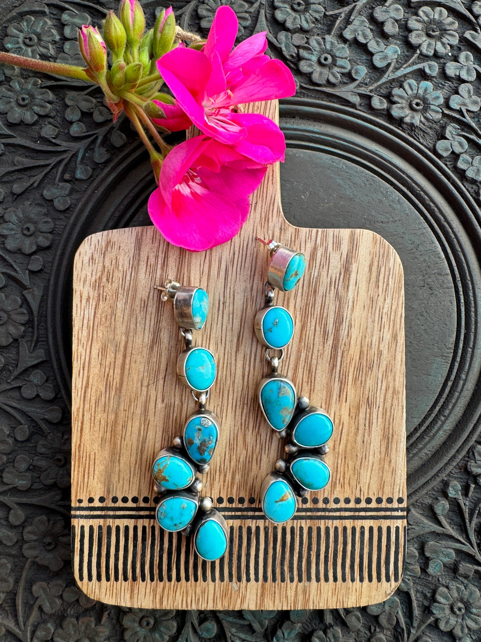 Corrales Authentic Blue Ridge Turquoise Earrings - Concordia Style Boutique