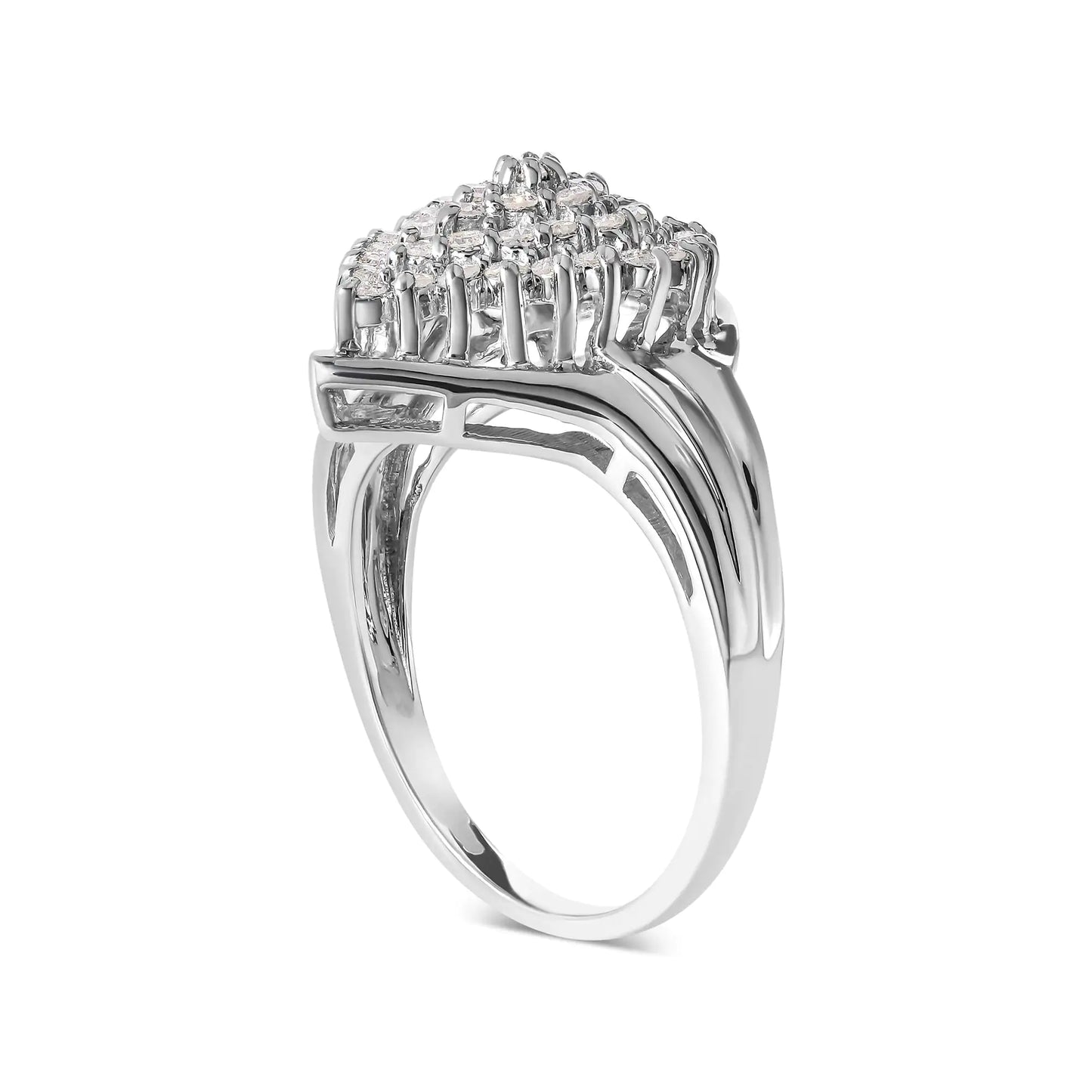 10K White Gold 1/2 Cttw Diamond Pear Shaped Cluster Ring (H-I Color, I1-I2 Clarity) - Concordia Style Boutique