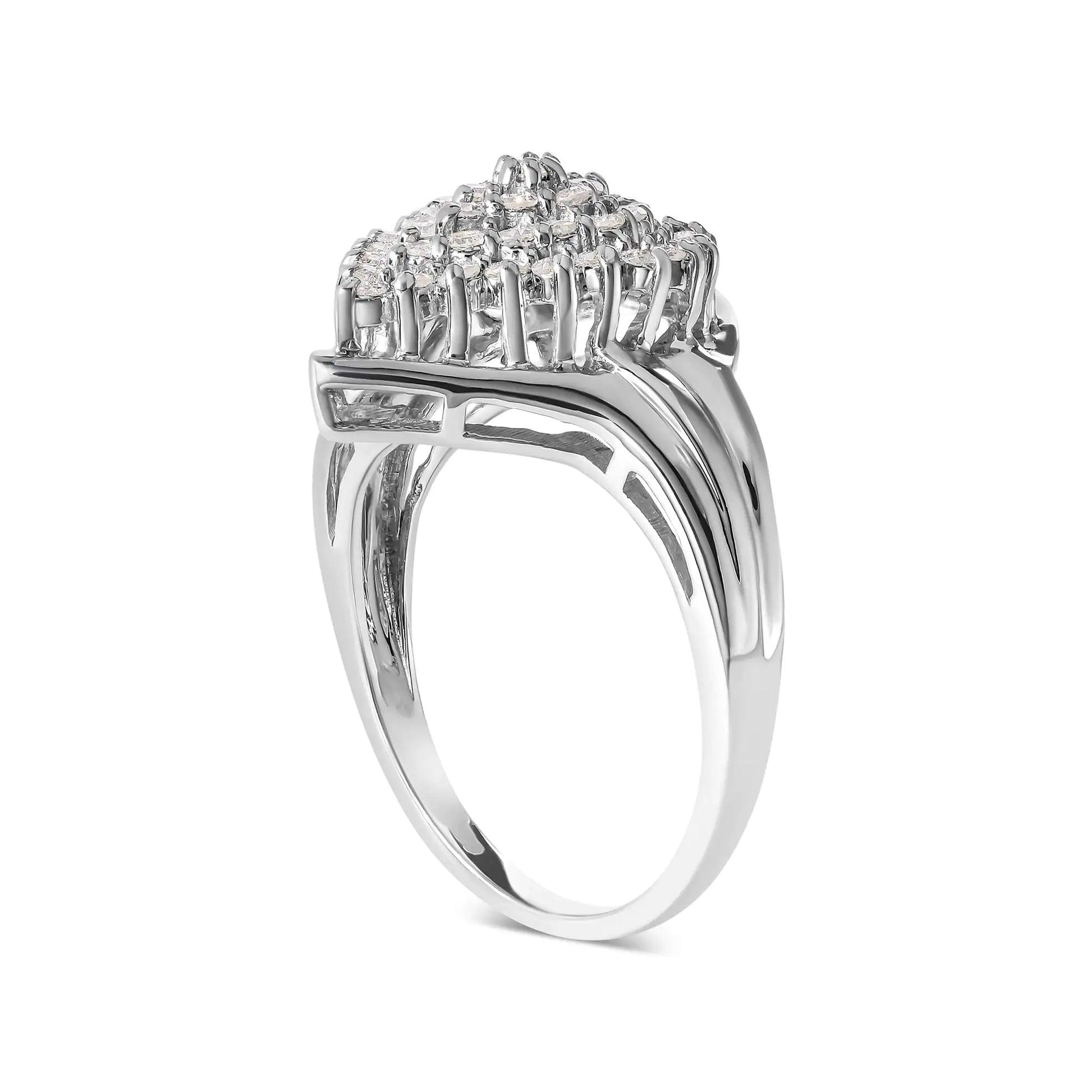 10K White Gold 1/2 Cttw Diamond Pear Shaped Cluster Ring (H-I Color, I1-I2 Clarity) - Concordia Style Boutique