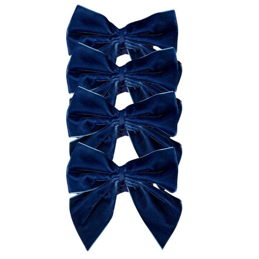 Blue: Velvet Bow Napkin Ties (Set of 4) - Concordia Style Boutique