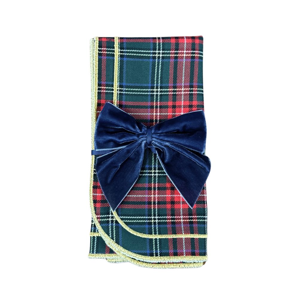 Blue: Velvet Bow Napkin Ties (Set of 4) - Concordia Style Boutique