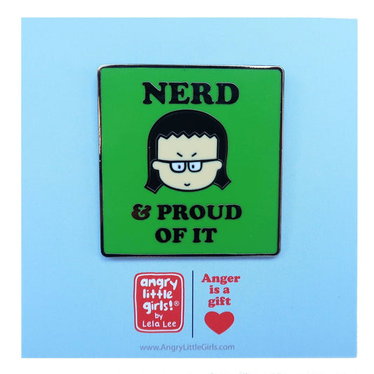 "Nerd & Proud Of It" Square Enamel Pin in Green | Lapel Pin Badges - Premium Pin from The Bullish Store - Just $4.99! Shop now at Concordia Style Boutique