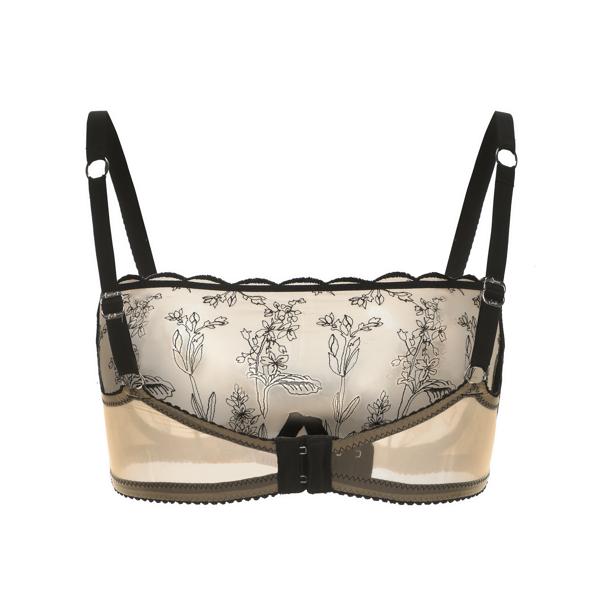 Kim High Neck Floral Embroidered Underwire Bra on Jelly Fabric - Concordia Style Boutique