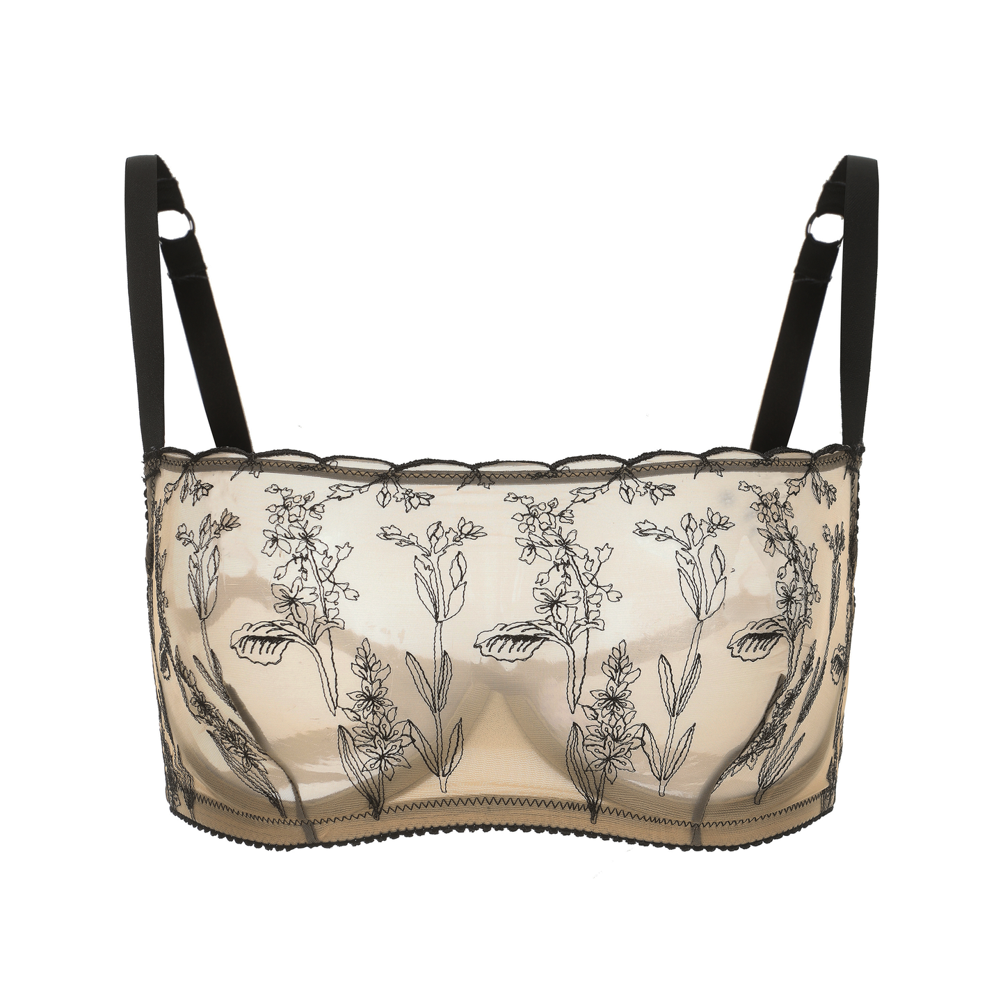 Kim High Neck Floral Embroidered Underwire Bra on Jelly Fabric - Concordia Style Boutique