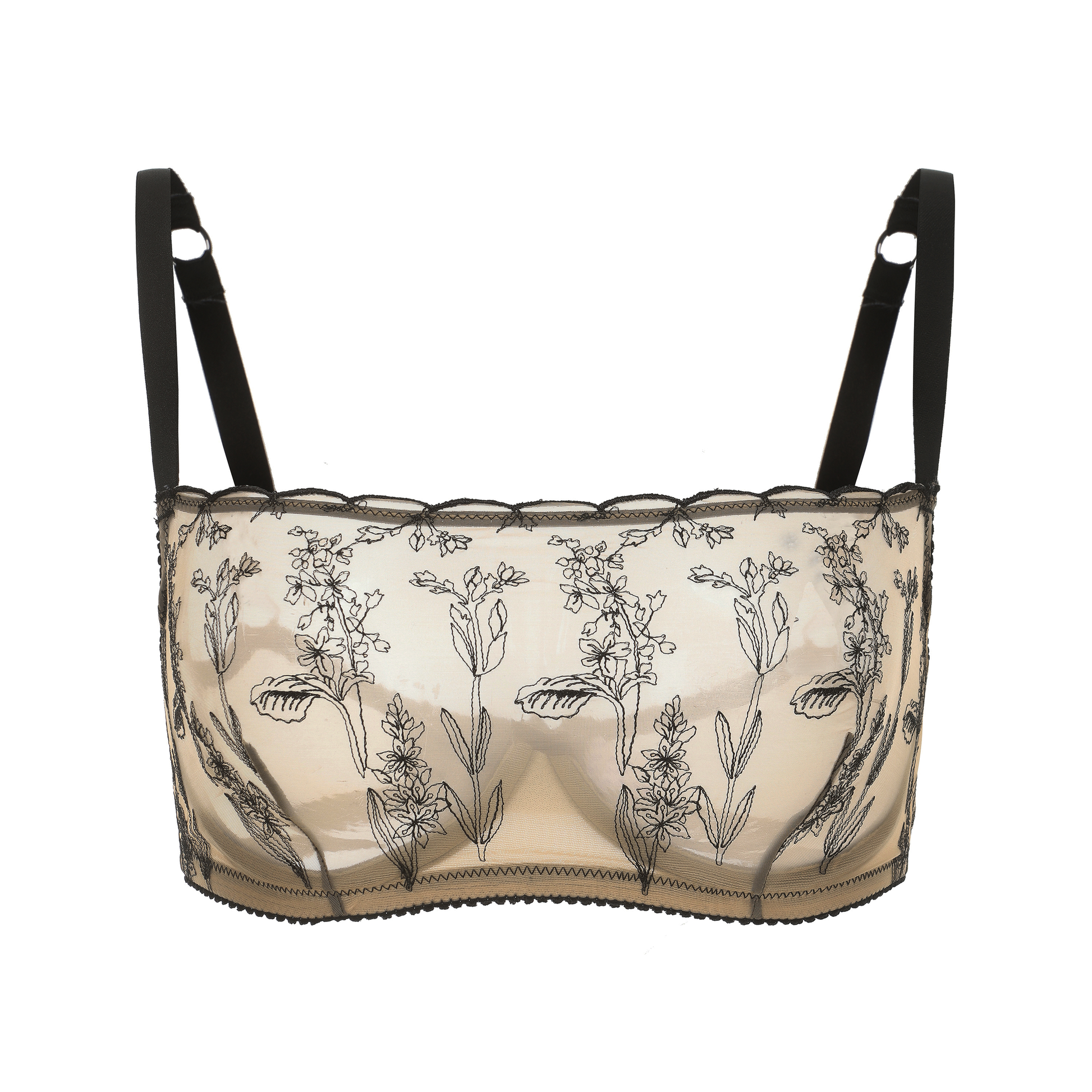 Kim High Neck Floral Embroidered Underwire Bra on Jelly Fabric - Concordia Style Boutique