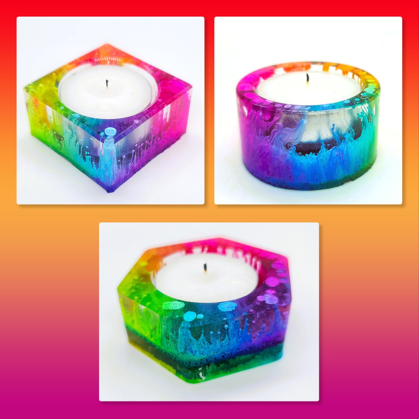 Trippy Rainbow Candle Holder - Made with Eco-Friendly Resin