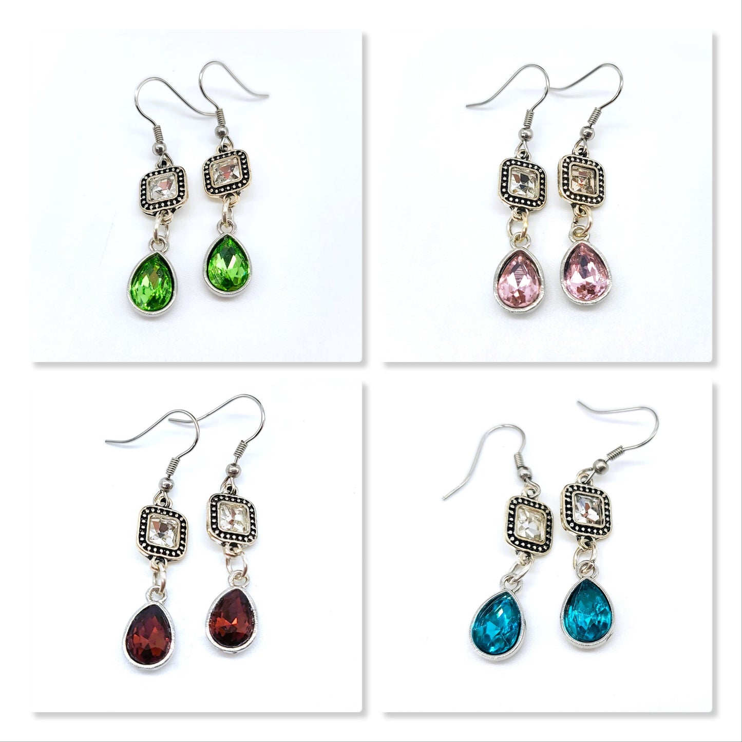 Multifaceted Teardrop Dangle Earrings
