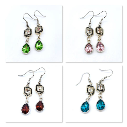 Multifaceted Teardrop Dangle Earrings