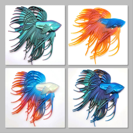 6" Betta Fish Wall Art - Holographic Color Shift Resin