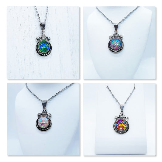 Iridescent Mermaid Scale Tibetan Necklace