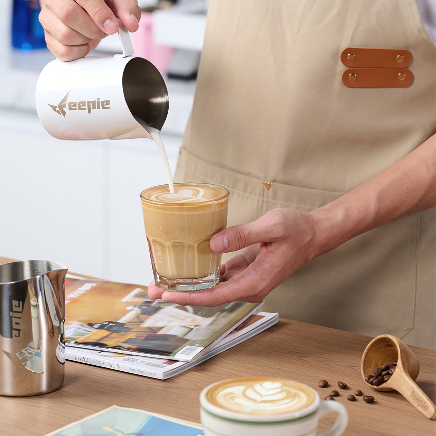 Beveled Spout Latte Art Milk Pitcher