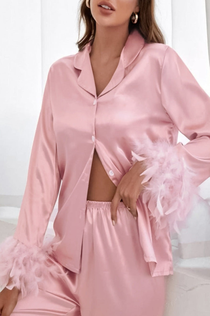 Heavenly Feathered Silk Pajamas in color options - Concordia Style Boutique