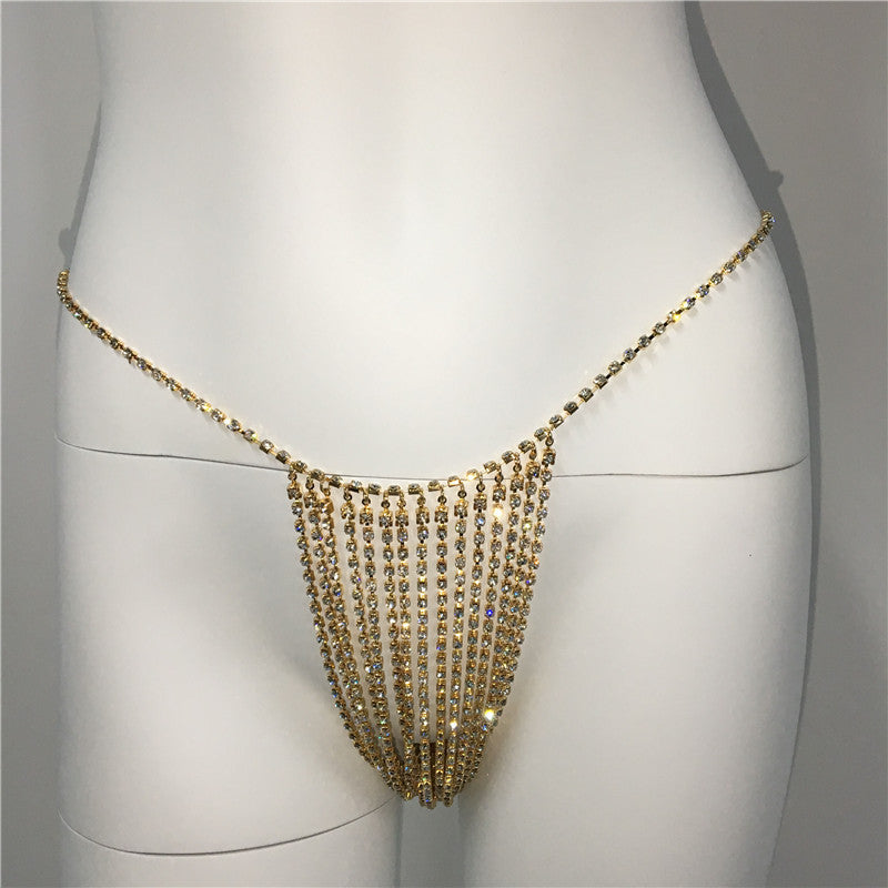 Accessories Rhinestone Waist Chain Ornament Sexy Multi Layer Tassel Flashing Bikini Swimsuit Drill Chain Underwear Women