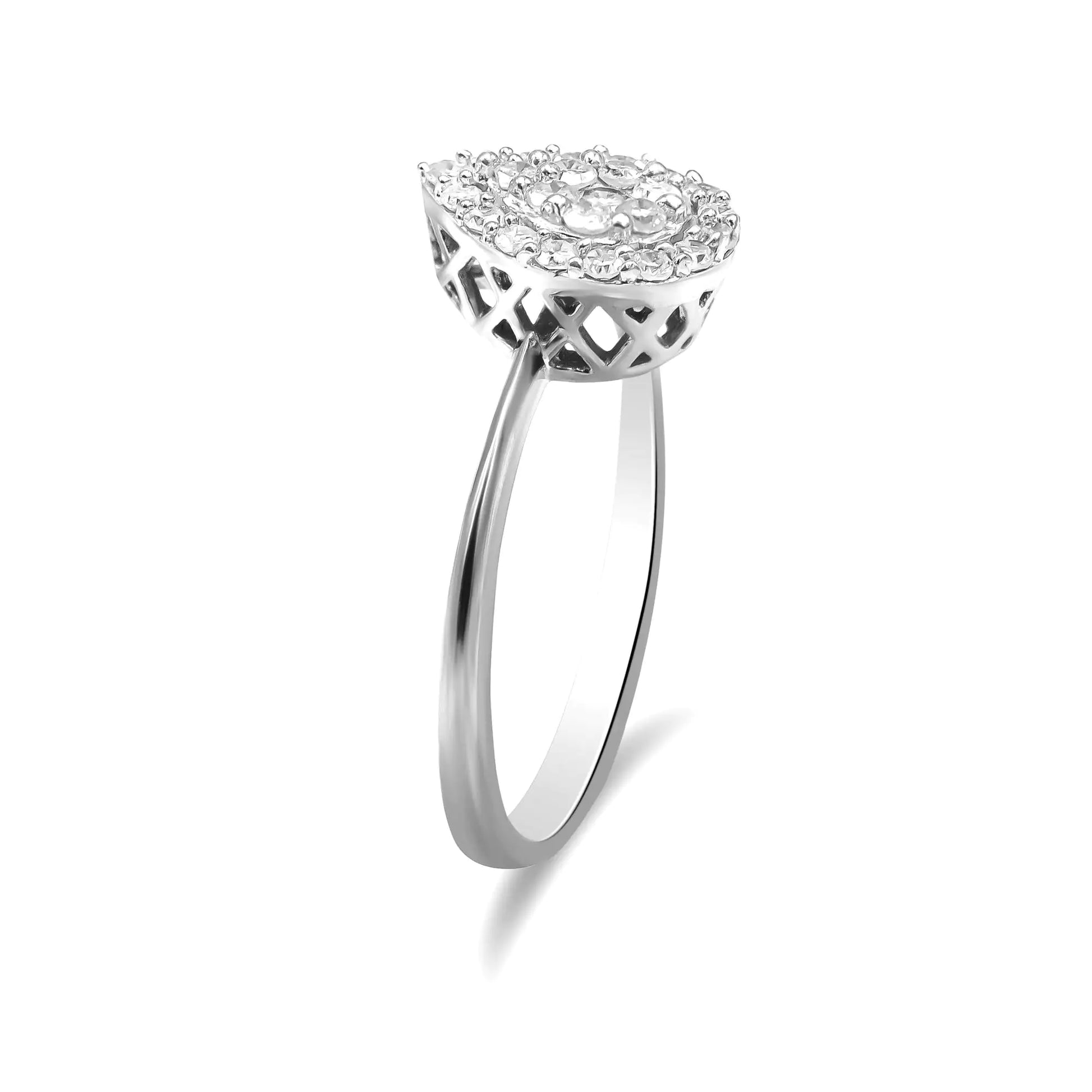 *SOLD OUT* 10K White Gold 3/8 Cttw Round-Cut Lab Grown Diamond Cluster Pear Promise Ring (G-H Color, VS2-SI1 Clarity) - Concordia Style Boutique