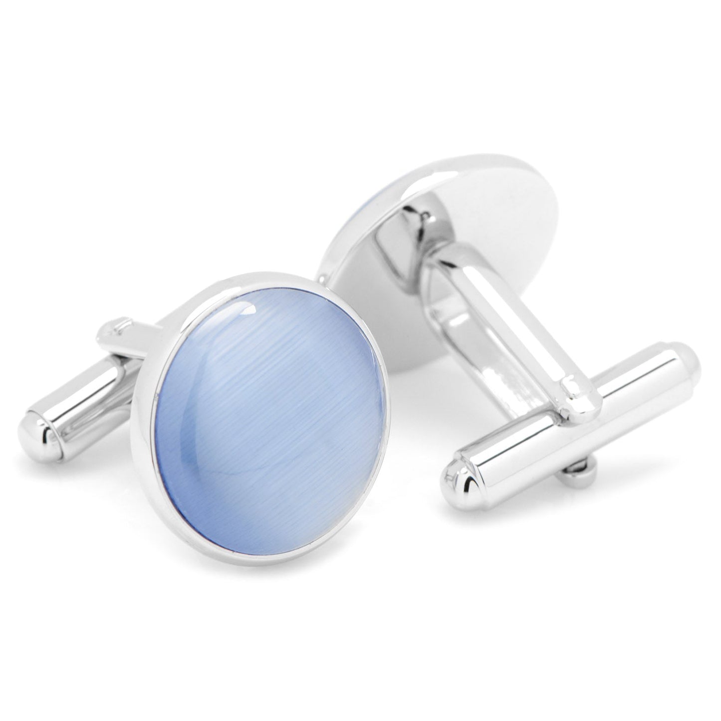 Silver and Blue Catseye Cufflinks - Concordia Style Boutique