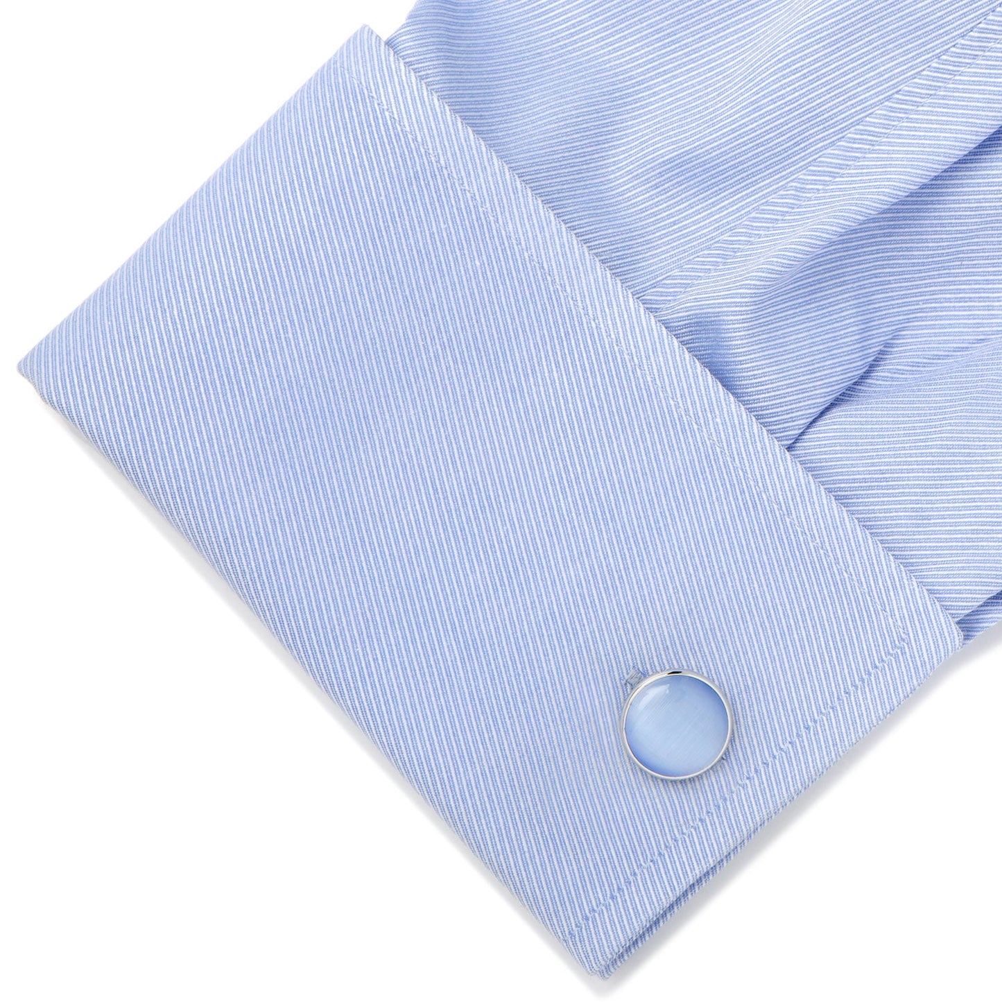 Silver and Blue Catseye Cufflinks - Concordia Style Boutique